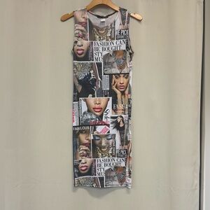 Love Chesley Multicolor Faces Graphic Dress